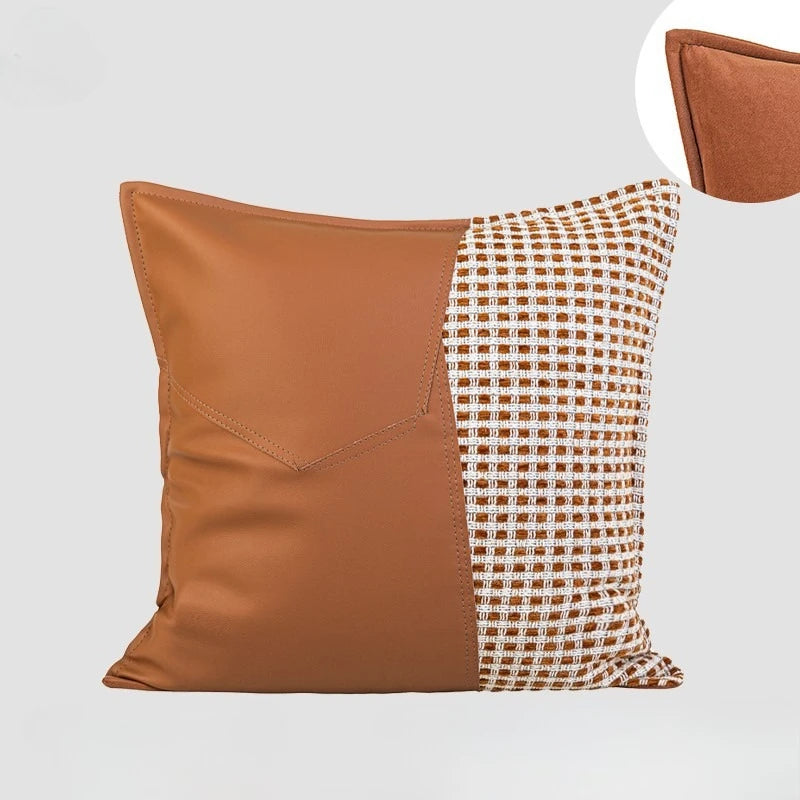 Housse de Coussin Cuir Orange Assemblage Waist