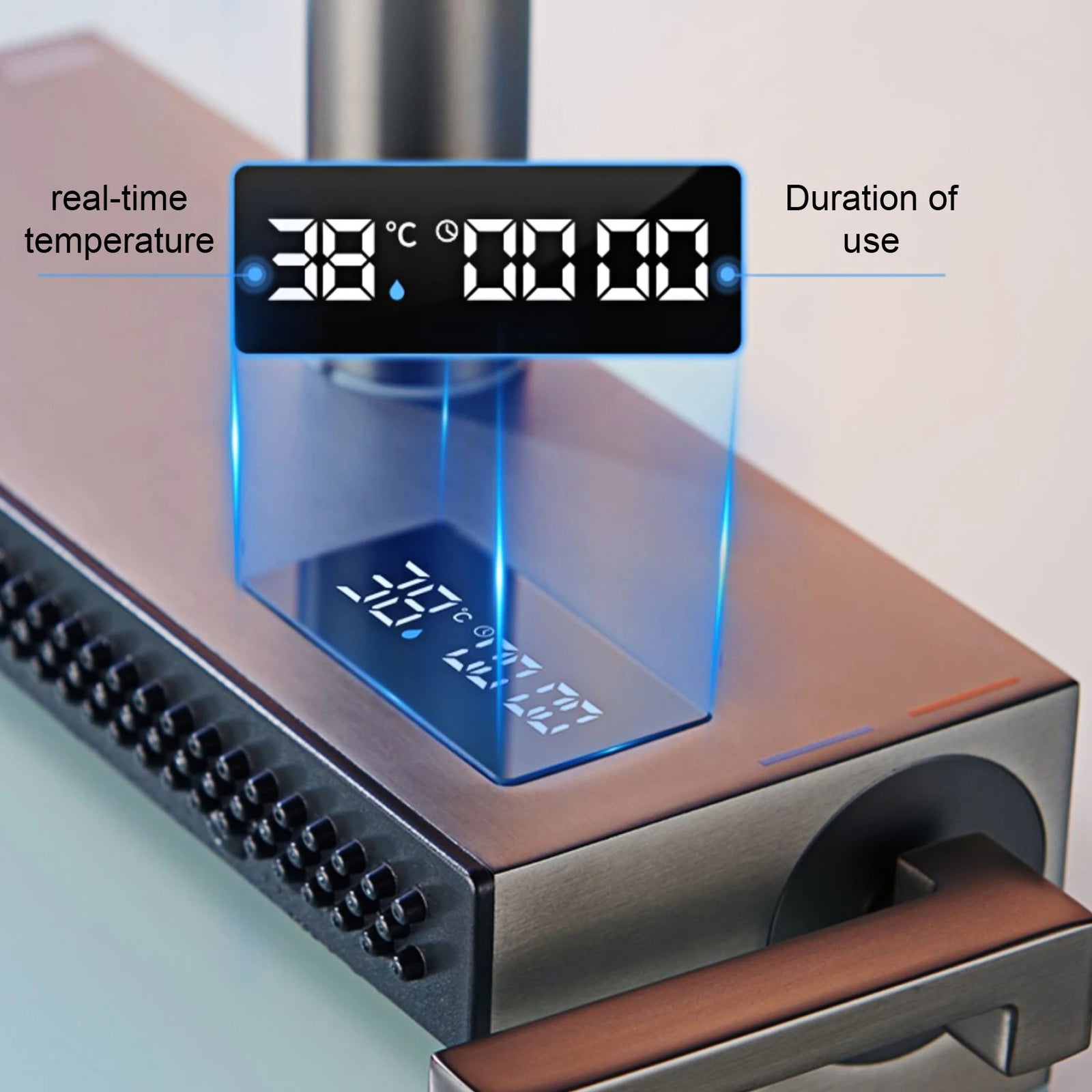Robinet de Cuisine Extractible Écran LED Gris Métal