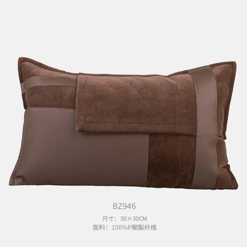 Housse de Coussin Peau de Vache Grise Patchwork Brun Tissé