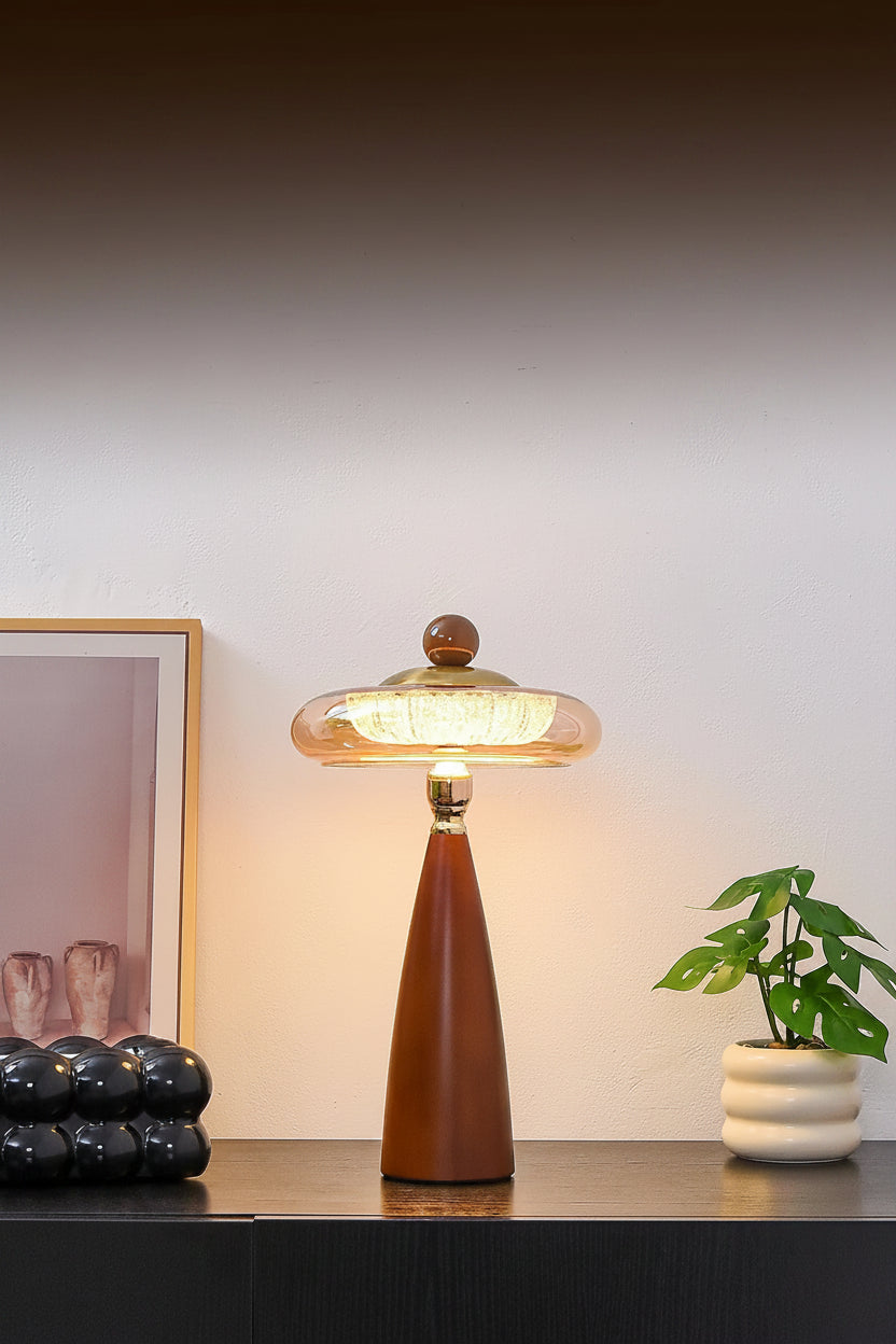Lampe de Chevet Bois Massif Style Rétro Américain