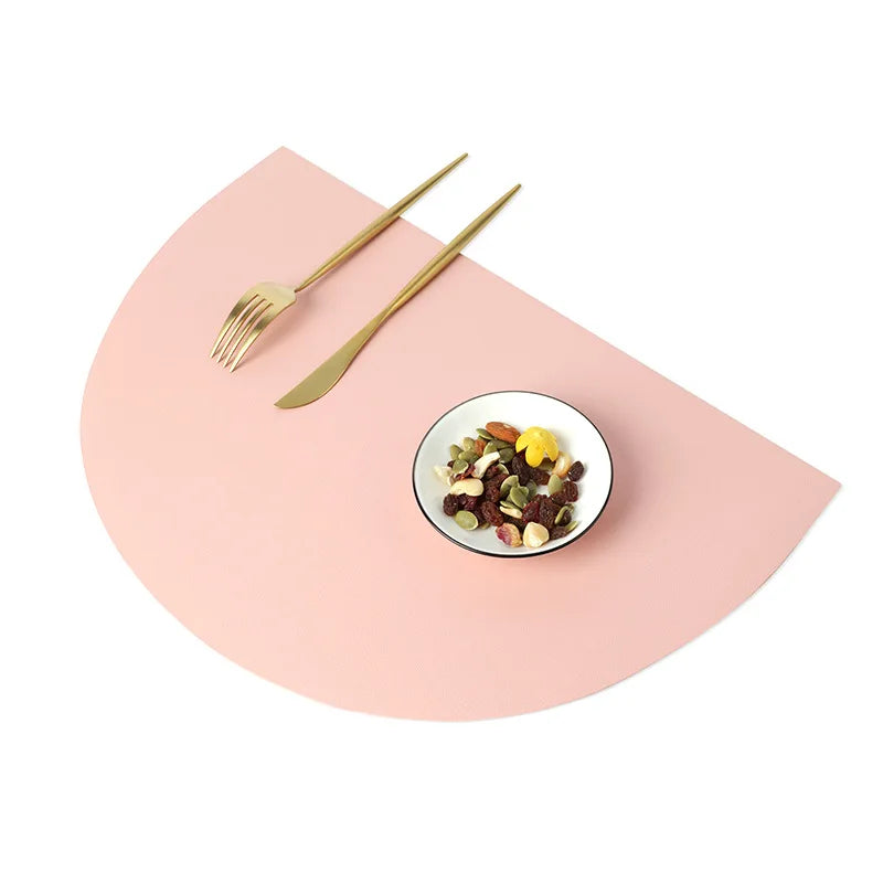 PU Leather Placemat – Semicircle Waterproof Table Mat