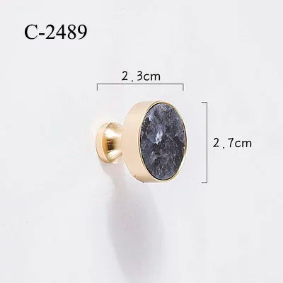 Natural Stone & Brass Knob – Cabinet Hardware