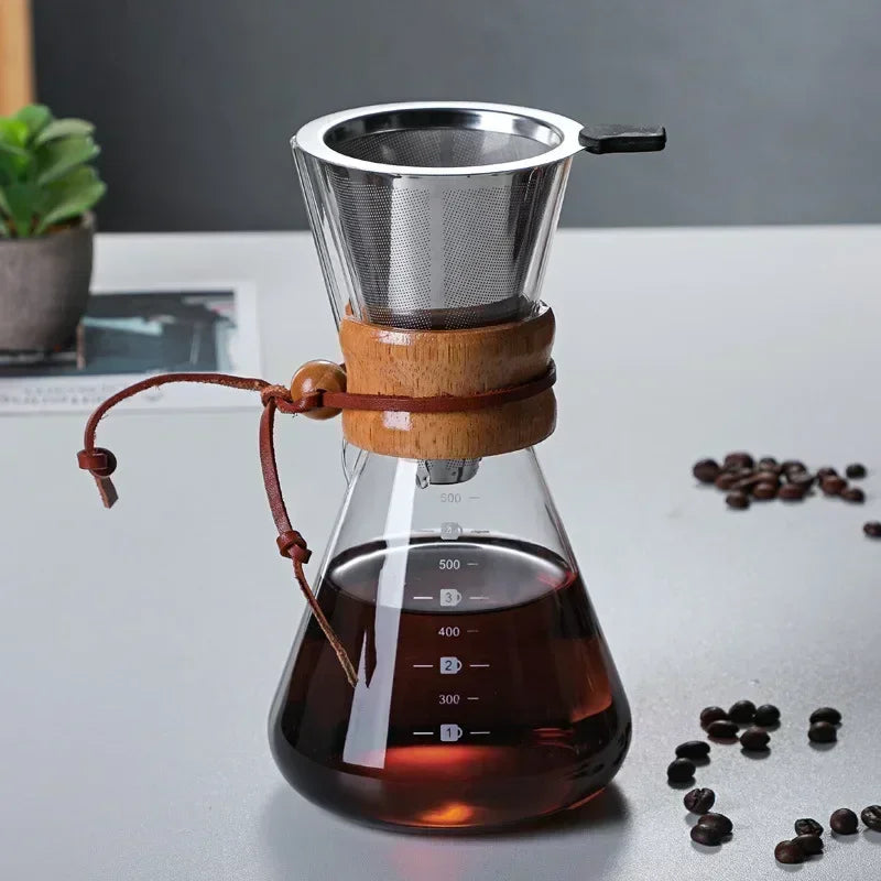 Verseuse à Café Filtre en Verre avec Filtre Inox