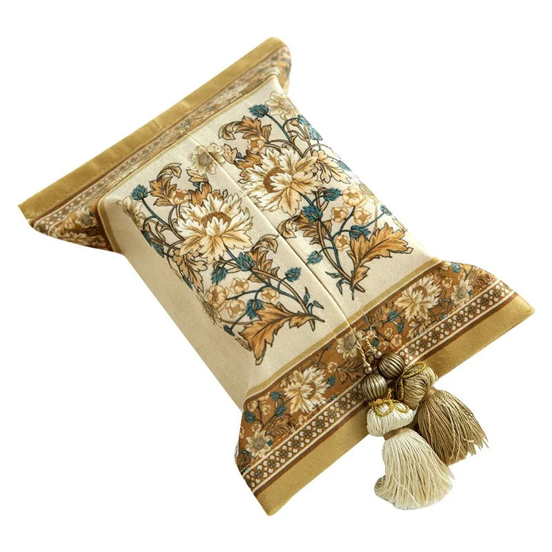 Boîte à Mouchoirs en Velours avec Pompon - Design Chic