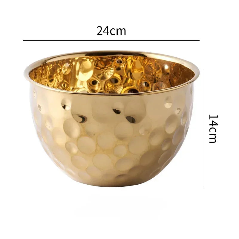 Saladier en Acier Inoxydable Martelé Or ou Argent