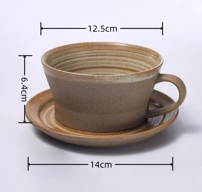 Set Tasse et Soucoupe Grès Style Japonais Fait Main