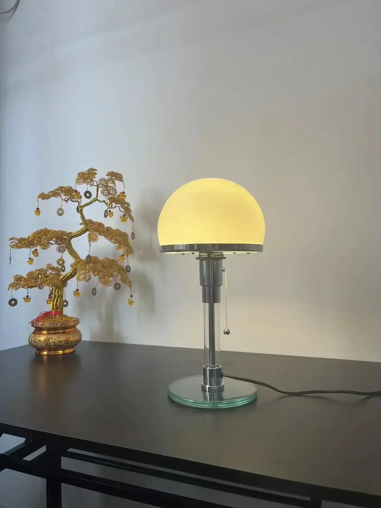 Lampe de Bureau Design Danois - Verre et Métal Chromé