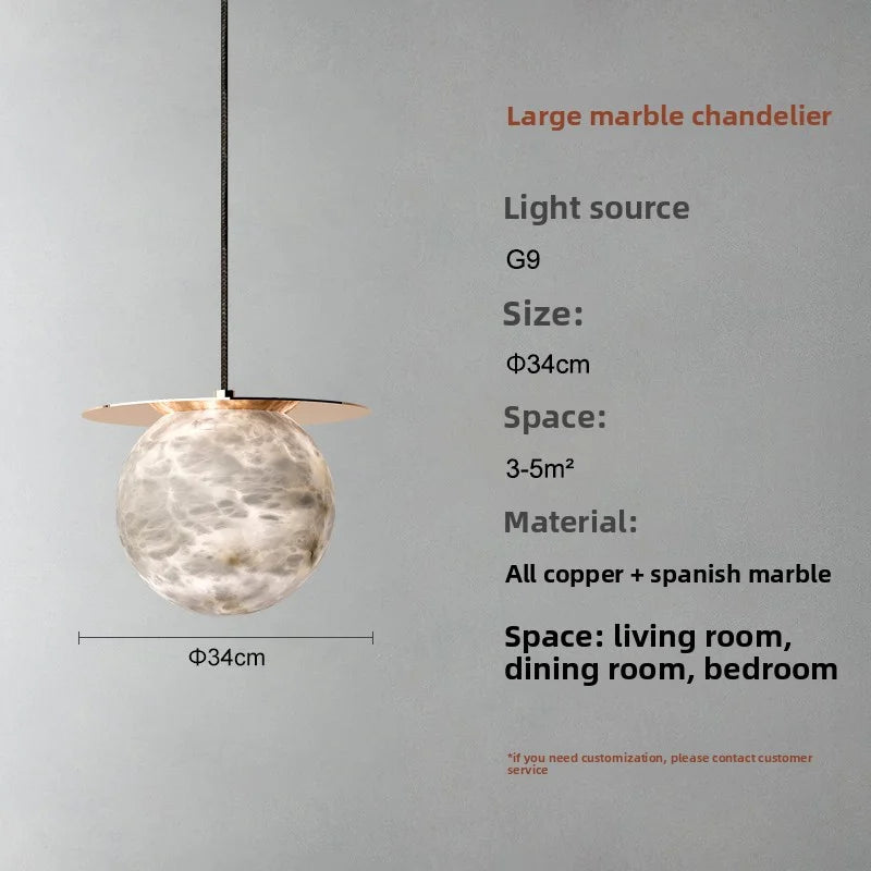 Suspension Boule en Marbre et Laiton - Design Contemporain