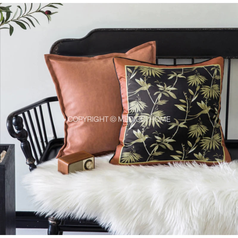 Housse de Coussin Brodée Motif Marocain Bleu Indigo