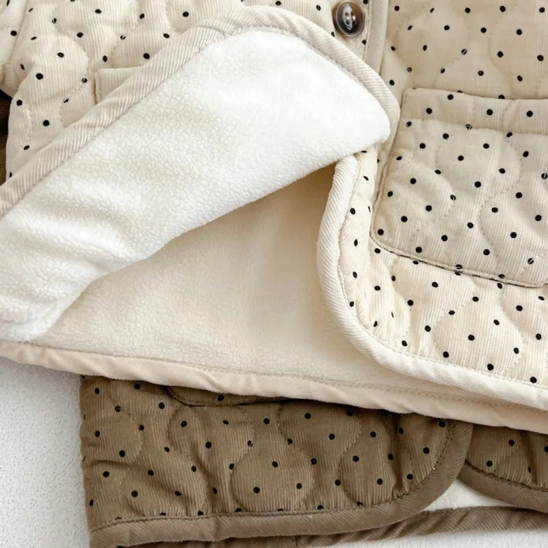 Manteau Enfant Matelassé à Capuche à Pois