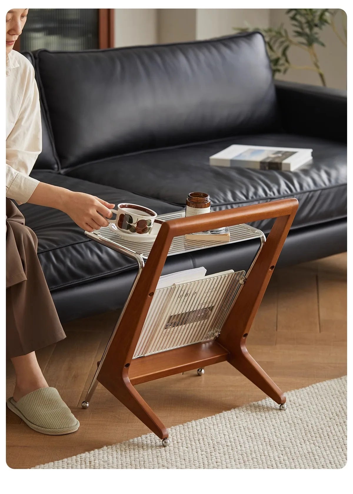 Table d'Appoint en Bois Massif Design Minimaliste