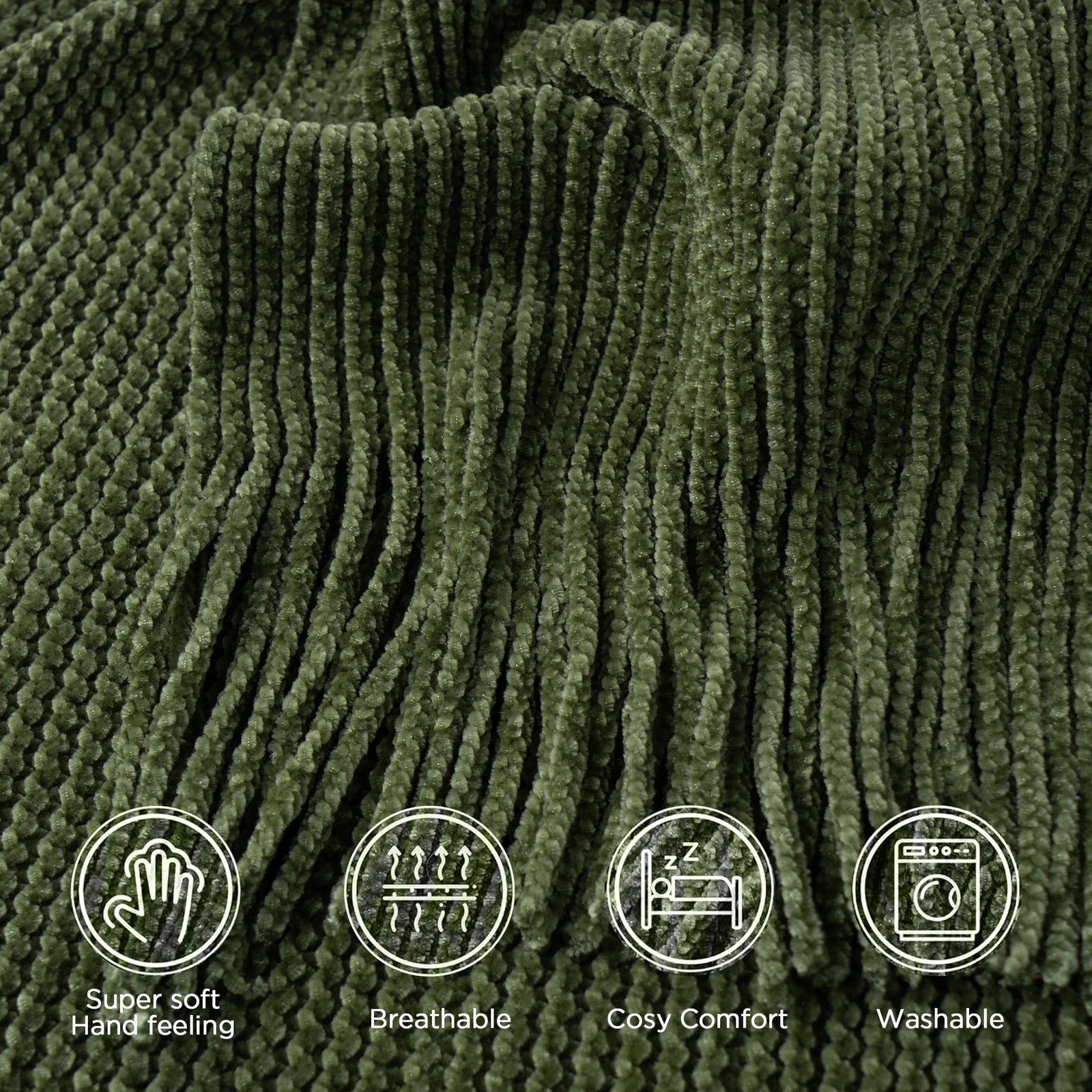 Jeté Chenille à Franges - Style Farmhouse Rouille