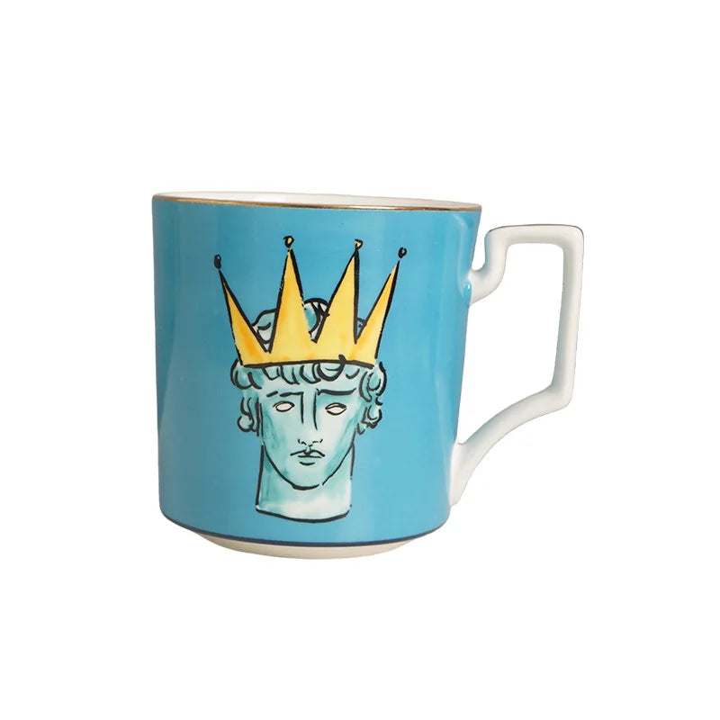 Tasse à Café en Porcelaine Rouge avec Plateau Rond