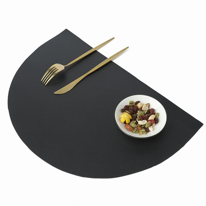 PU Leather Placemat – Semicircle Waterproof Table Mat