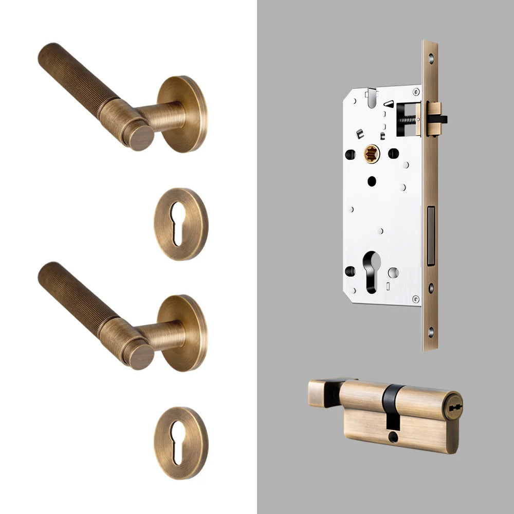 Brass Door Lock Set – Antique Bronze Hardware