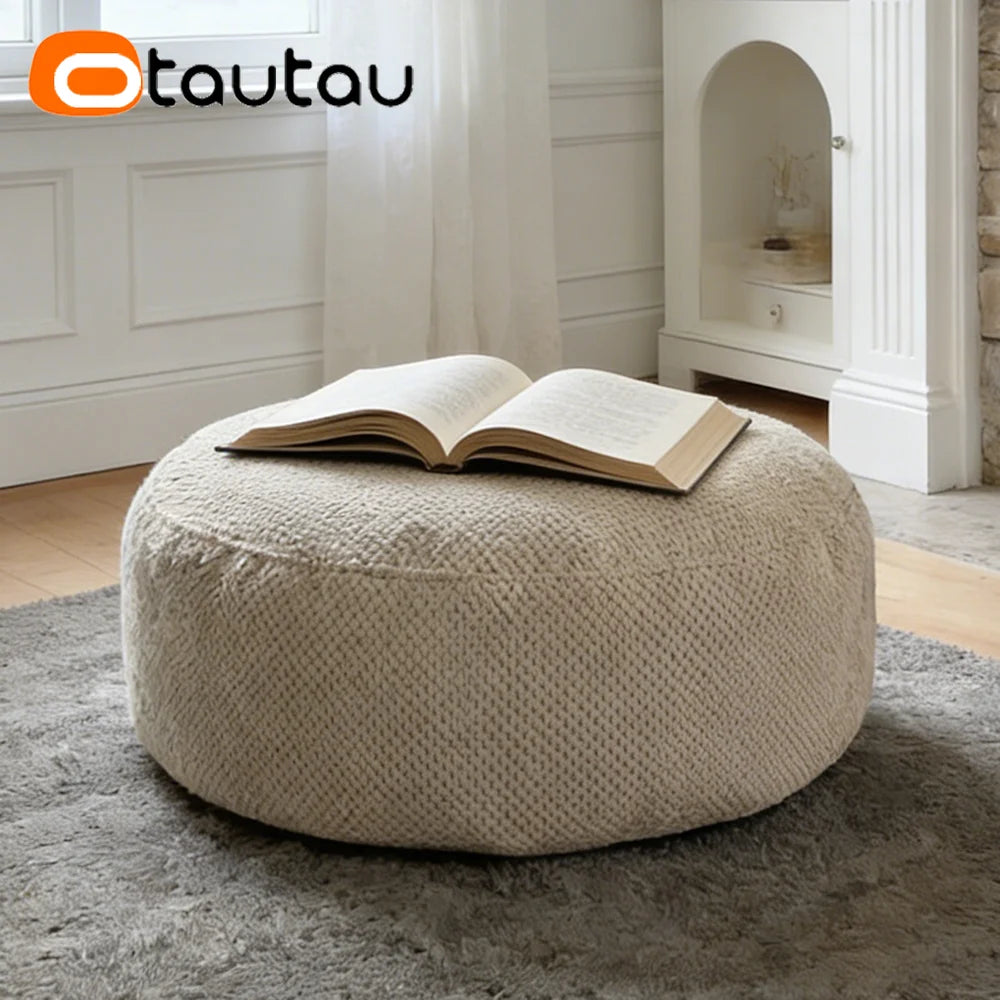 OTAUTAU Soft Corduroy Pouf Bean Bag Cover Ottoman Footstool Stool JD036【No Filler Inside! You Need To Buy Filler By Yourself !】