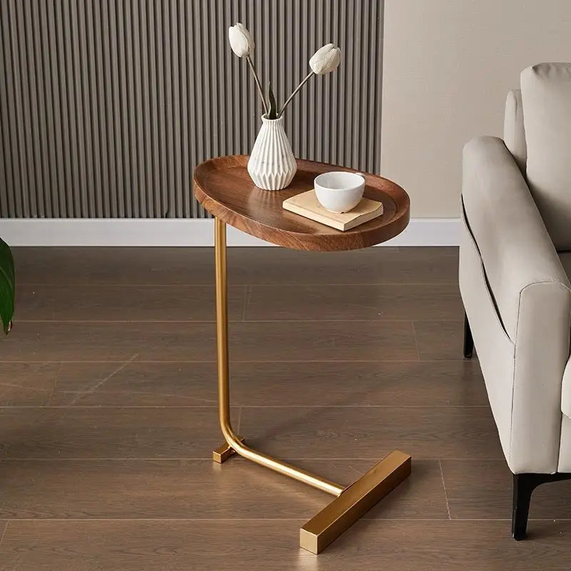 Petite Table Basse Ovale Mobile - Design Minimaliste