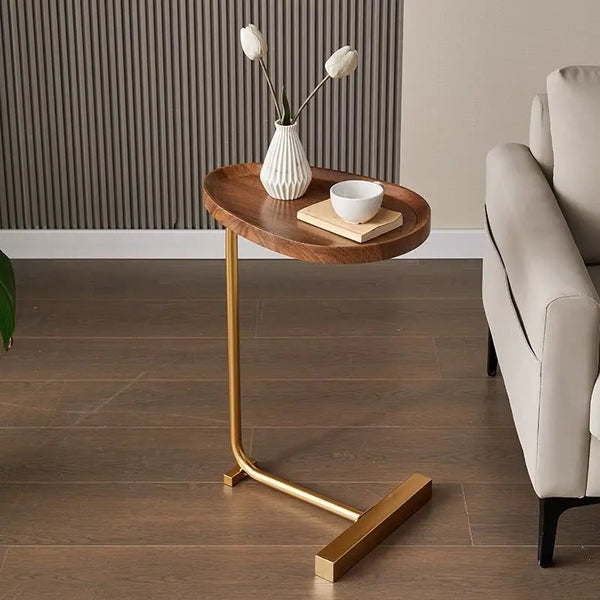 Petite Table Basse Ovale Mobile - Design Minimaliste