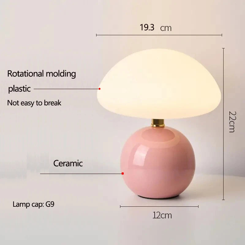 Lampe de Table Champignon en Céramique - Style Nordique Crème