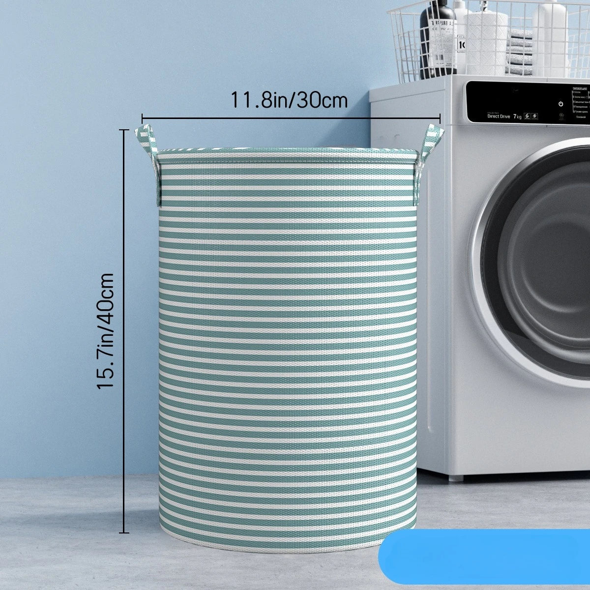 Panier à Linge Pliable Rayé Minimaliste Multi-Usage