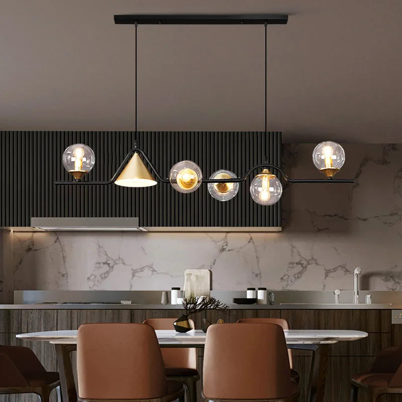 Suspension Boule de Verre Noire - Style Nordique LED