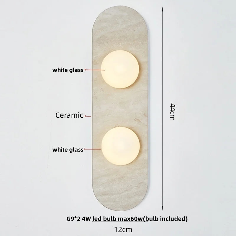 Applique Murale Céramique Blanche LED Style Wabi-Sabi