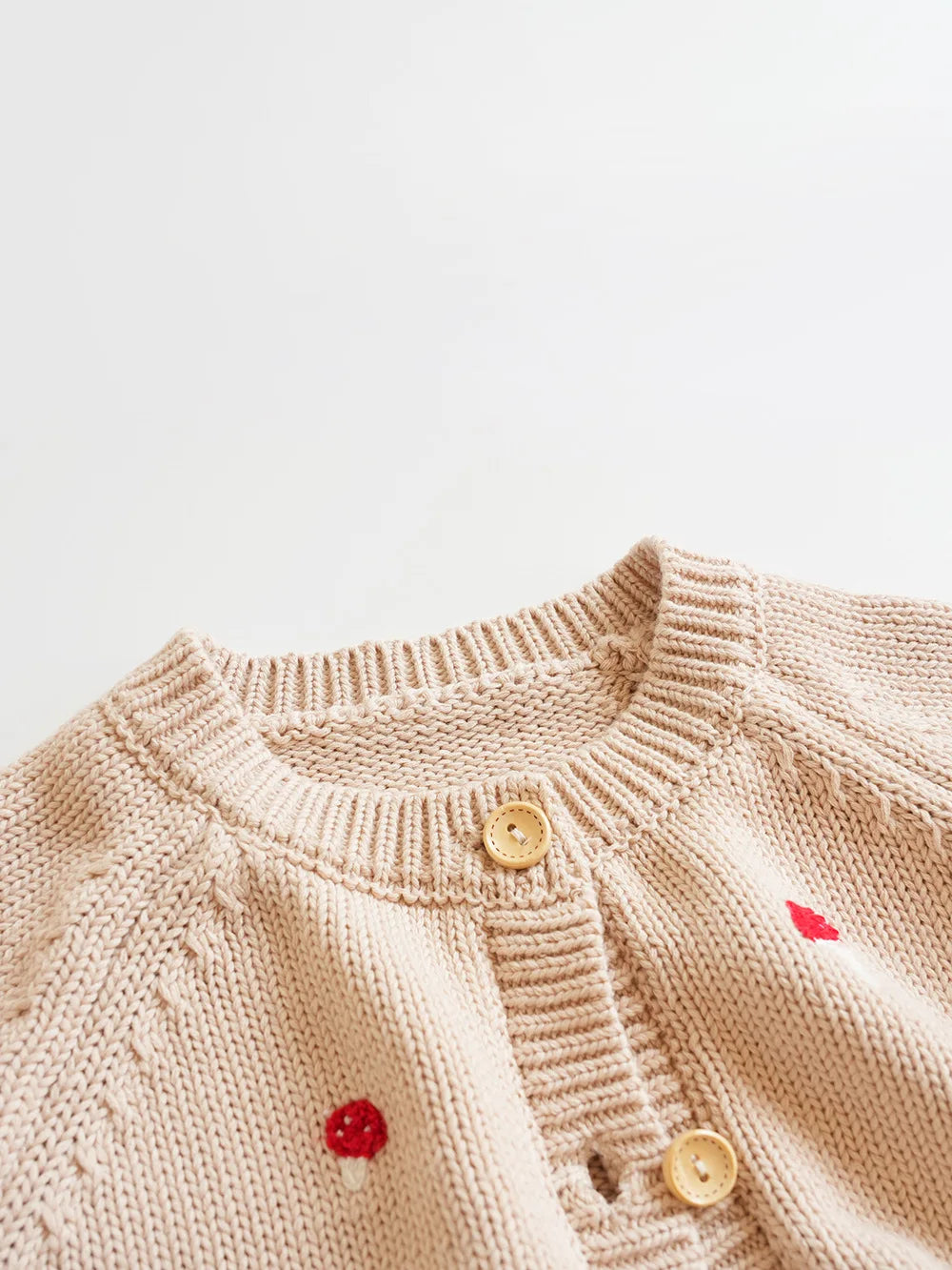 Cardigan Fille Brodé Motif Champignon