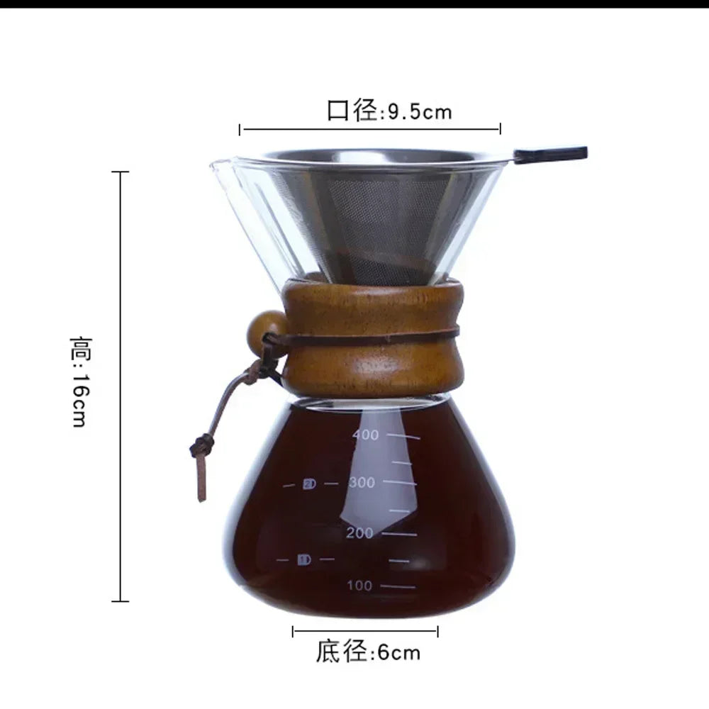 Verseuse à Café Filtre en Verre avec Filtre Inox