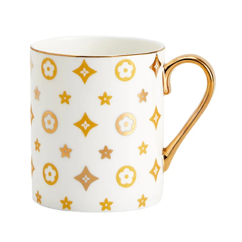 Tasse à Café en Céramique Dorée Peinte Main