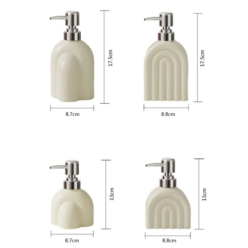 Distributeur de Savon Céramique Motif Encre Rayé
