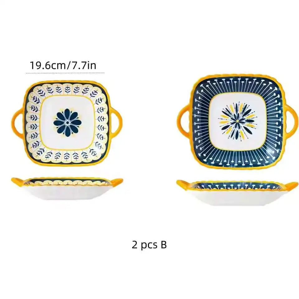 Assiettes en Céramique Japonaises Motif en Relief 8 Pouces