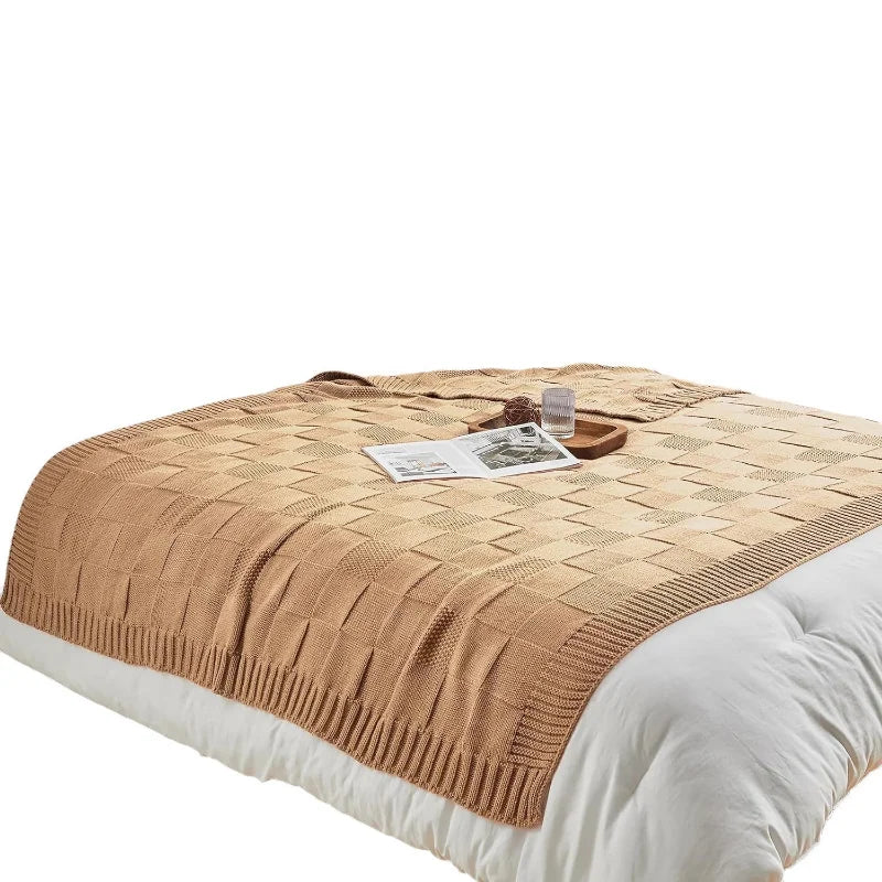 Plaid Tricoté Bohème - Couverture Douce Multi-Usage