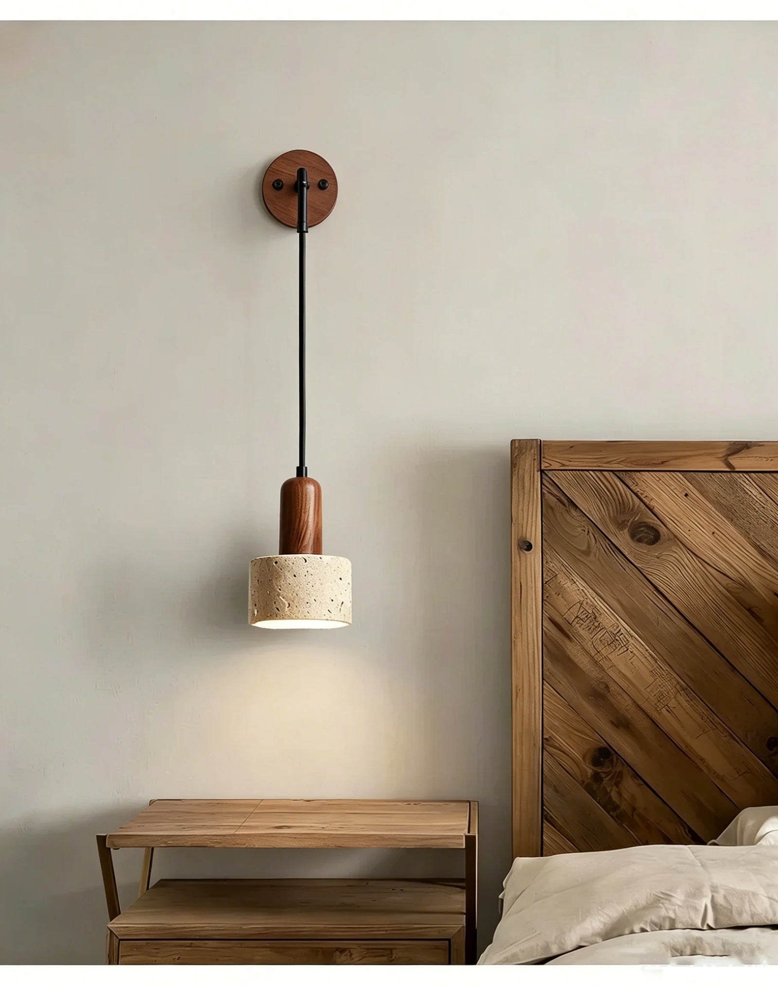 Applique Murale en Travertin Style Wabi-Sabi