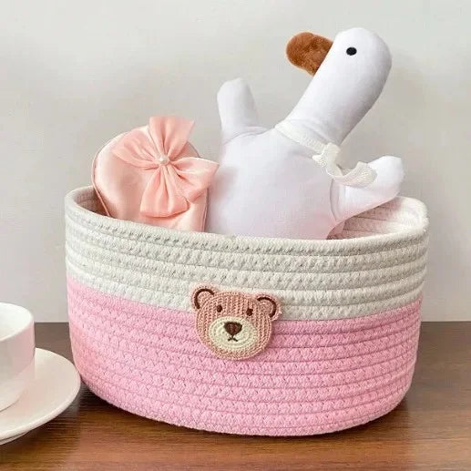Panier en Corde de Coton Tressée pour Rangement
