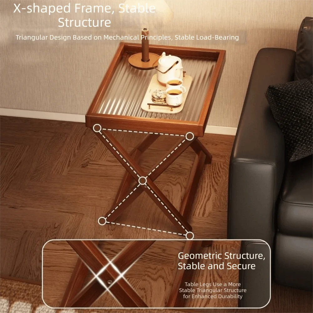 Table Basse Pliante Bois Base Robuste Compacte