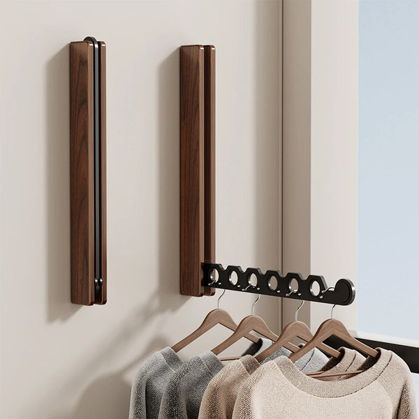 Porte-Vêtements Mural en Bois - Pliable et Escamotable