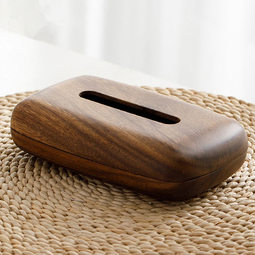 Boîte à Mouchoirs en Bois de Noyer Foncé - Style Japonais
