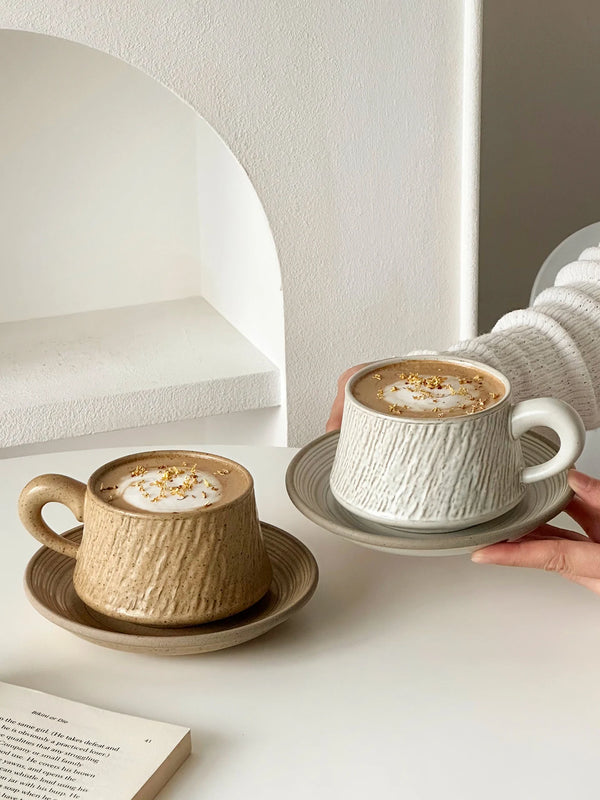Ensemble Tasse et Assiette Rétro Haute Gamme Latte Art
