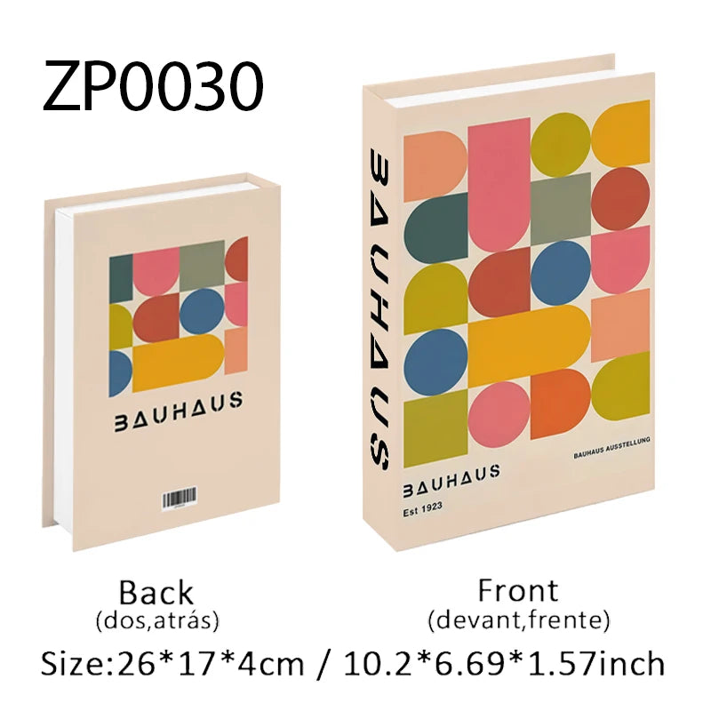 Faux Livres Décoratifs Boîte de Rangement Style Bauhaus