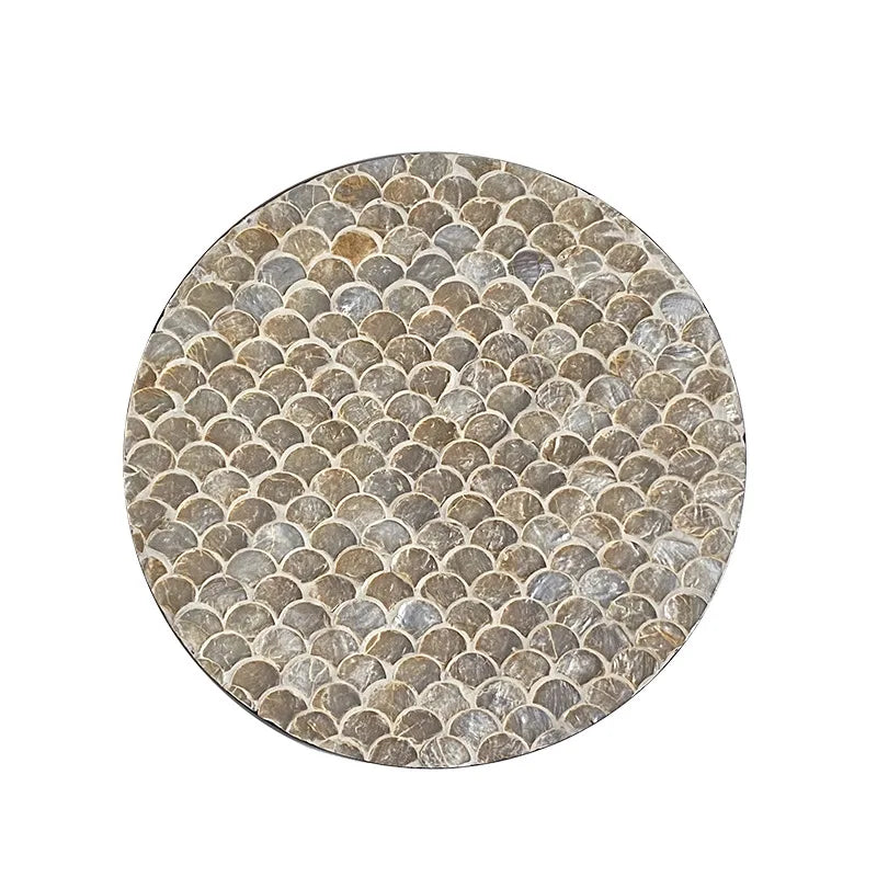Plateau Rond Tissé Coquillages Style Léger Luxe