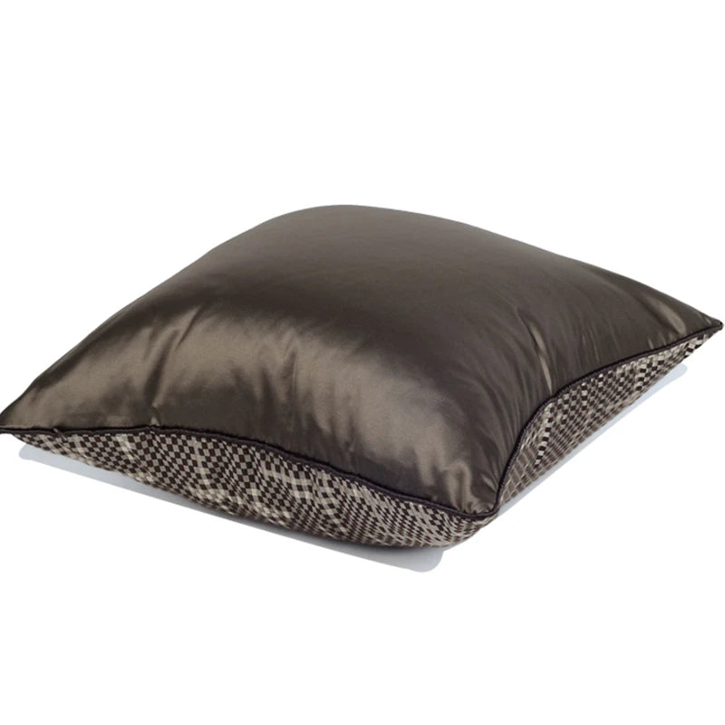 Housse de Coussin Wabi Sabi Tressée Brun Motif Géométrique