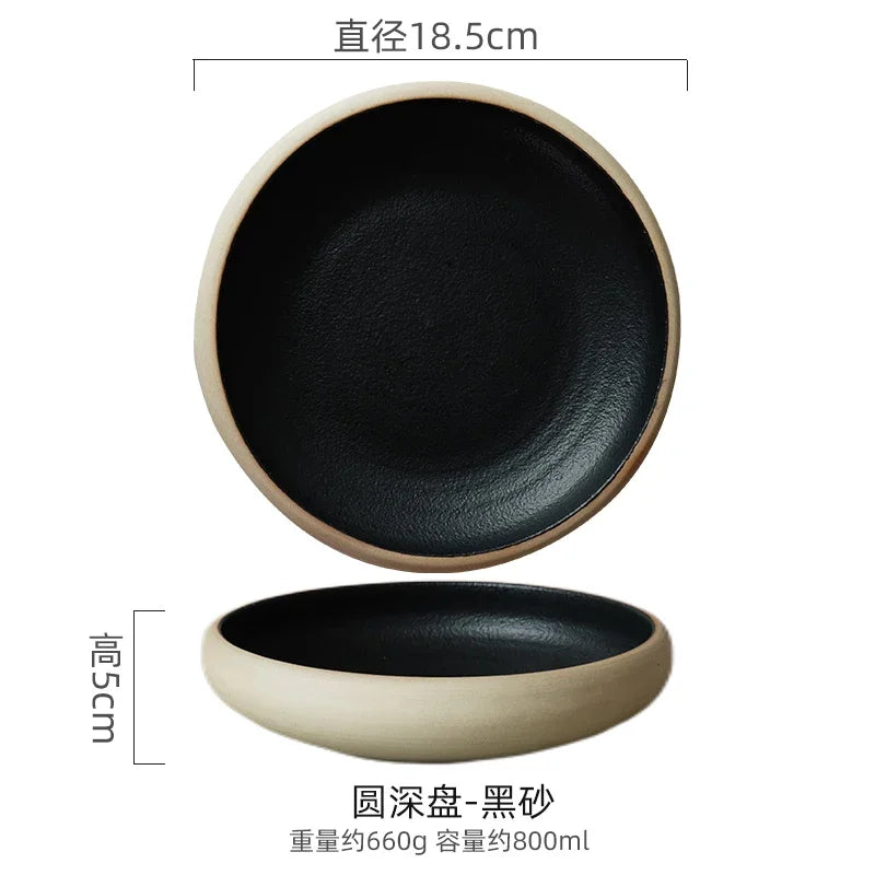 Japanese Round Deep Plate – Stoneware Dinner & Pasta Bowl