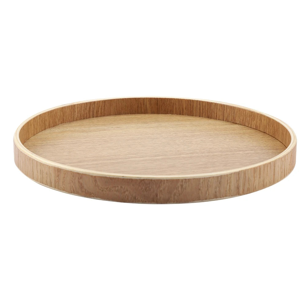 Plateau de Service en Bois Rond pour Thé et Collations
