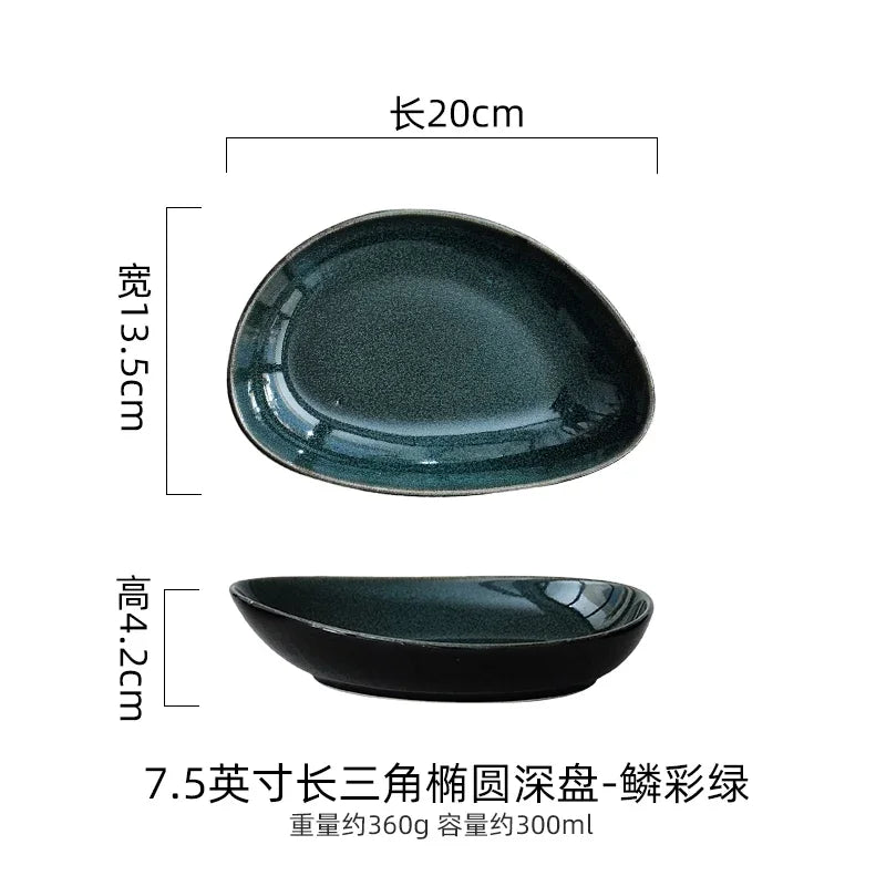 Assiette Creuse Triangulaire Céramique Style Japonais