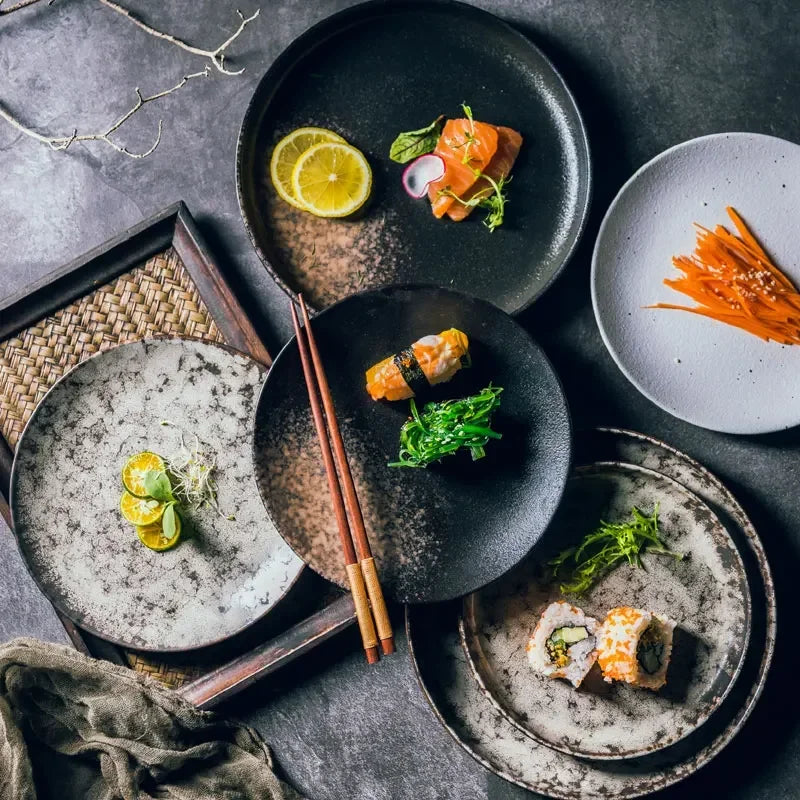 Assiette en Céramique Style Japonais pour Petit-Déjeuner