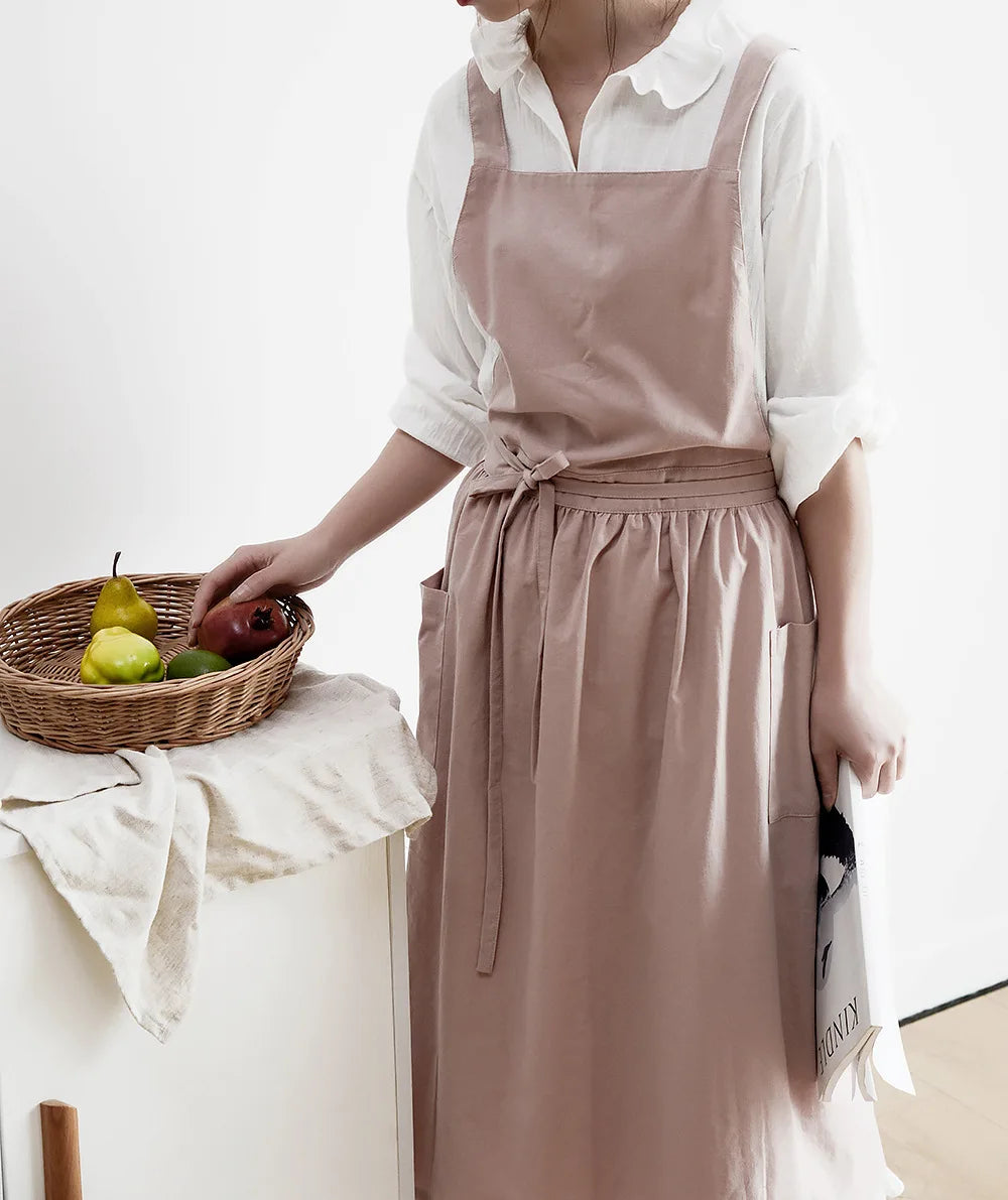 Tablier Robe Plissé Coton et Lin Style Nordique