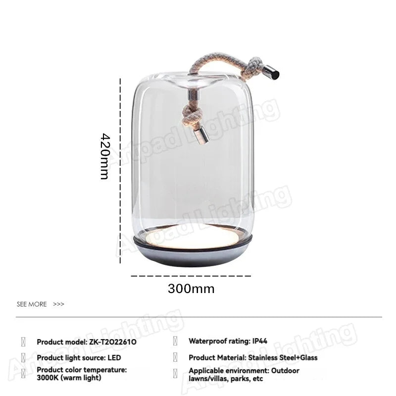 Outdoor LED Glass Lantern – Waterproof Garden Landscape Light
