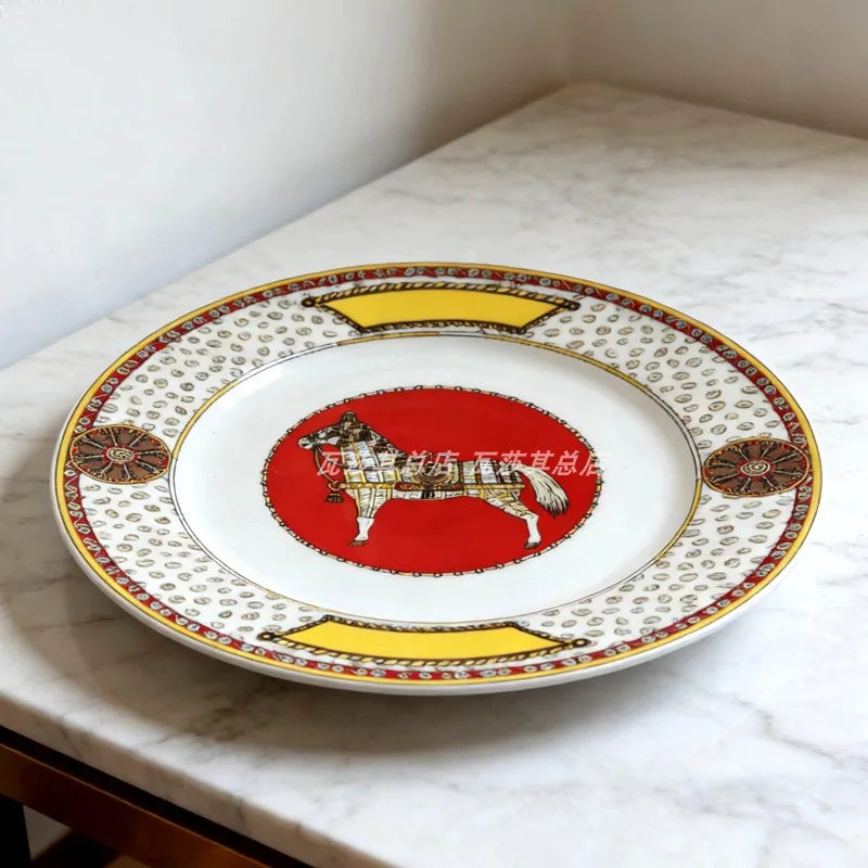 Set de Café Européen avec Soucoupe et Assiette à Dessert