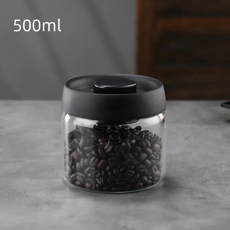 Pot Hermétique en Verre pour Café et Thé avec Pompe à Vide
