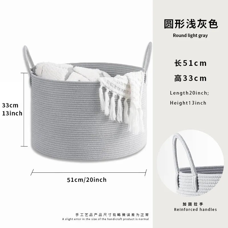 Grand Panier à Linge en Corde de Coton Tressée Main
